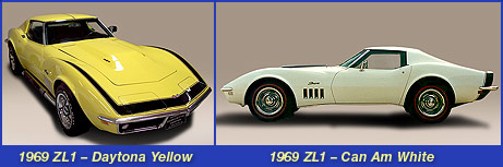 1969 ZL1 Daytona Yellow Corvette and Can Am White Corvette